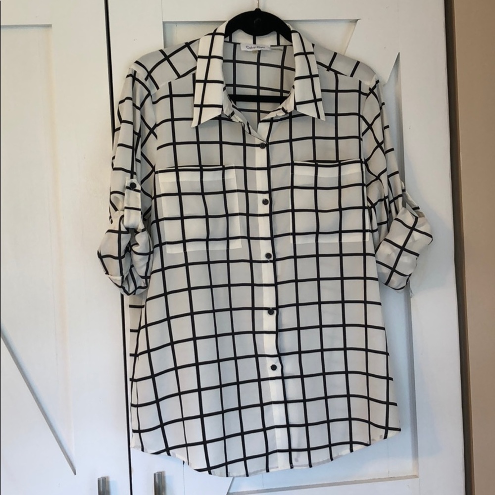 Calvin Klein Patterned Blouse (Size L)